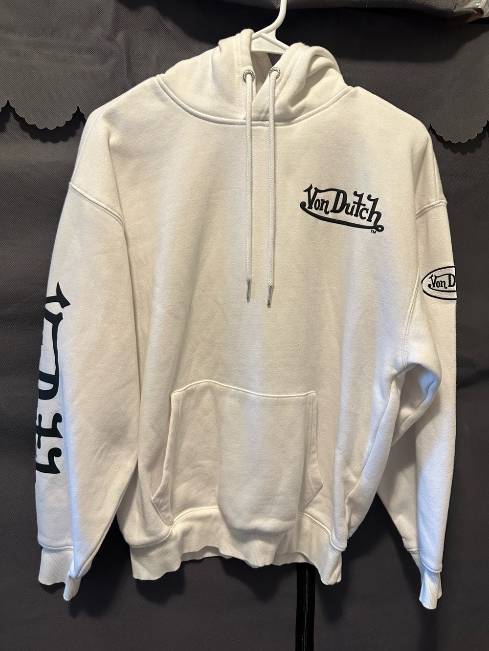 Women’s Von Dutch White Hoodie with Black Logo Accents